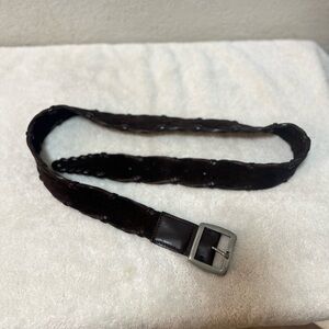John Varvatos Dark Brown Suede and Leather Belt. Size 34
